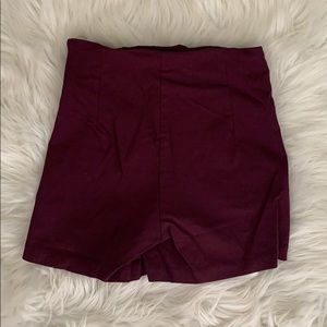 Burgundy high rise shorts